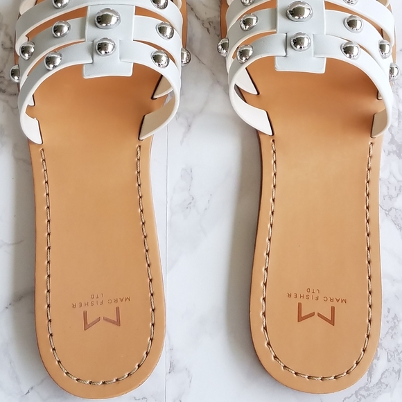 Marc Fisher White Leather Pava Slide Sandals Size 8M - Picture 11 of 16